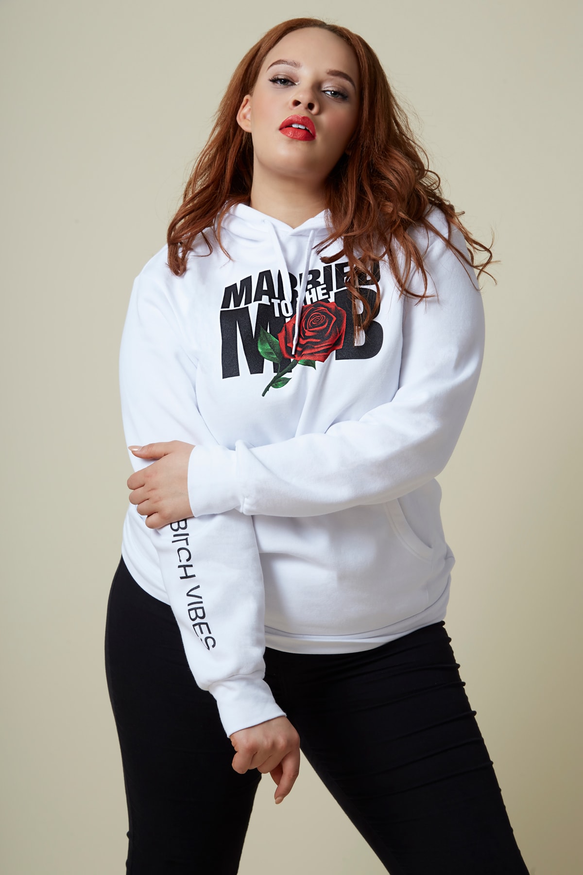 Married to the Mob Capsule Collection White Rose Knit Hoodie