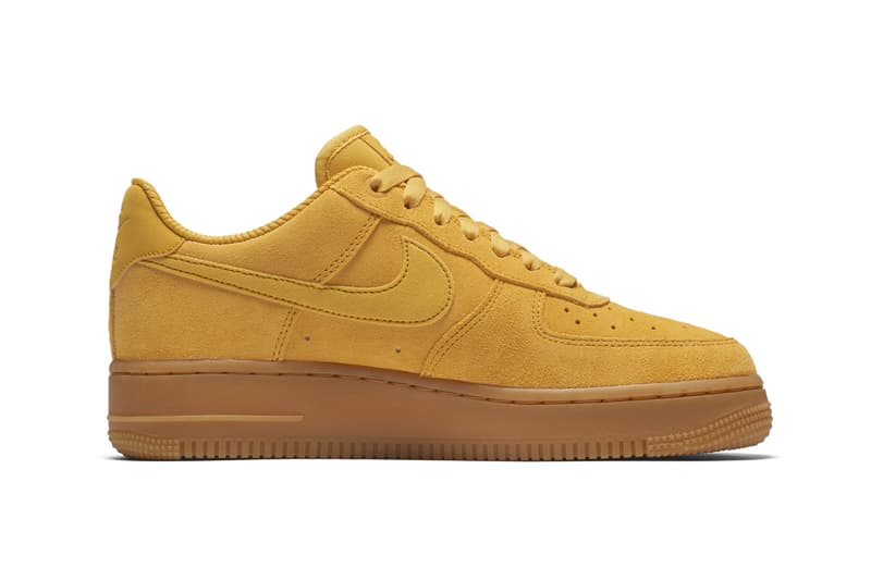 Nike Air Force 1 Sneaker Silhouette "Mineral Yellow" Colorway Color Bright Shoe Suede Gum Sole