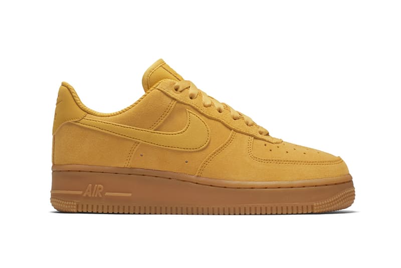 Nike Air Force 1 Sneaker Silhouette "Mineral Yellow" Colorway Color Bright Shoe Suede Gum Sole