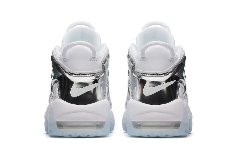Nike Air More Uptempo Sneaker "Chrome" White Silver Holographic Mirror Shoe Silhouette Chunky Retro