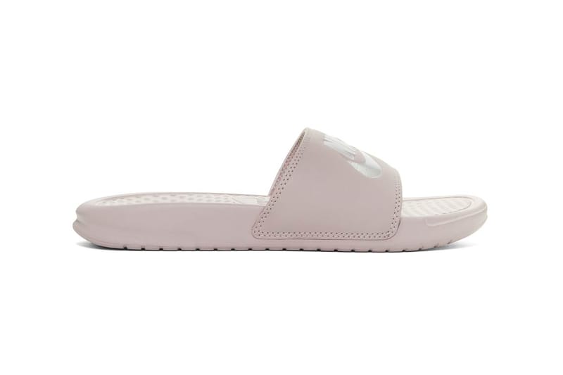 particle rose nike slides