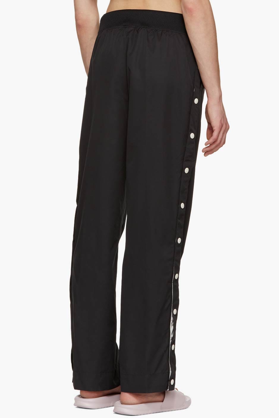 Snap Button Track Pants in Black 