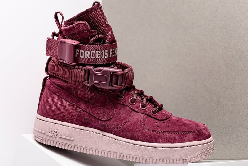 nike sf-af1 special field air force 1 ladies womens red pink suede vintage wine