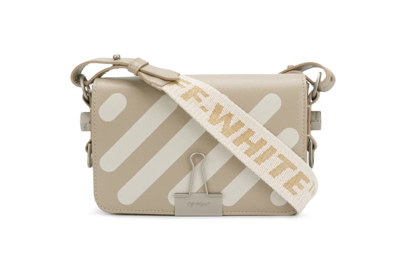 Off-White Virgil Abloh Striped Binder Clip Bag Beige Streetwear Purse