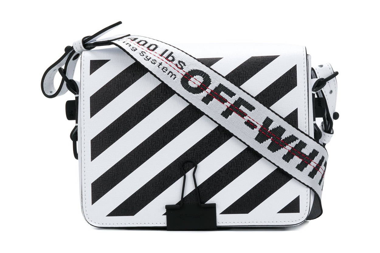 Off-White™ off white virgil abloh handbag strap black white diagonal stripes binder clip bag where to buy farfetch
