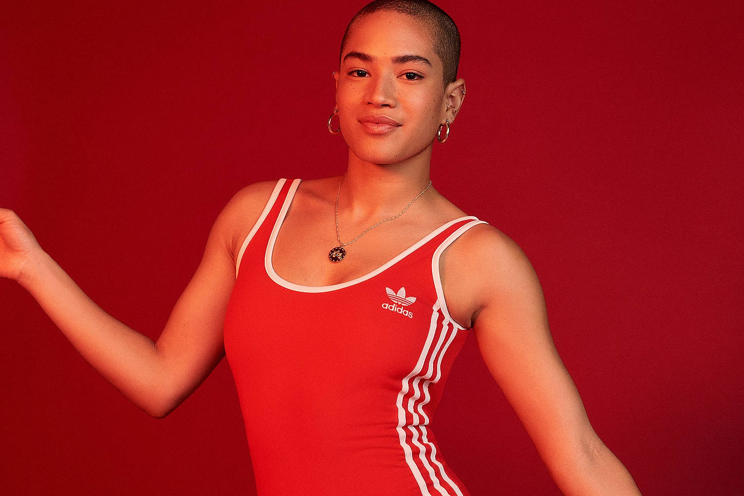 red adidas bodysuit outfit