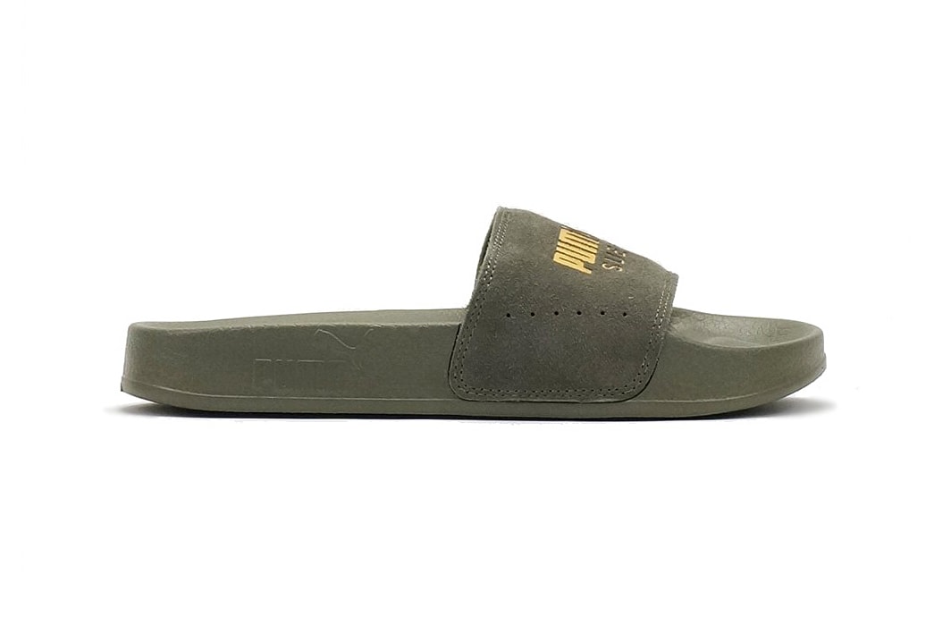 Puma Leadcat Suede Slide Grey Gold Side View