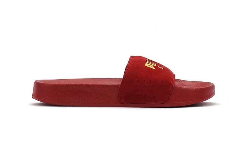 Puma Leadcat Suede Slide Dahlia Gold Side View