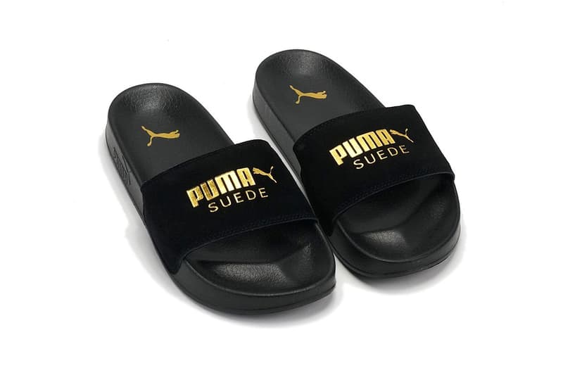 Puma Leadcat Suede Slide Black Gold Top View