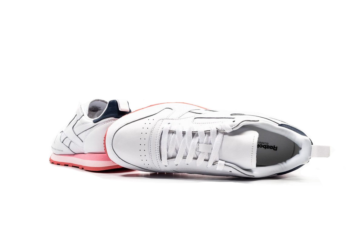 Publish Brand Reebok Classic Leather White Pink Red Dual Tone Sole Retro Silhouette Sneaker Collaboration