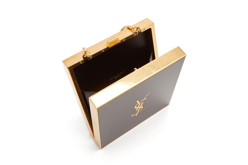 Saint Laurent Plexiglass Tuxedo Box Clutch YSL Logo Bag Designer Handbag Where to Buy Gold Chain