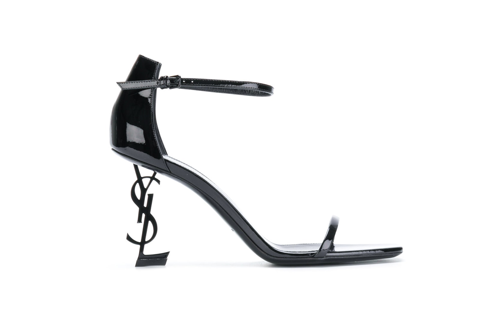 Saint Laurent Black Opyum Sandal Heels Ionic Logo Haute Couture Farfetch Stilettos 