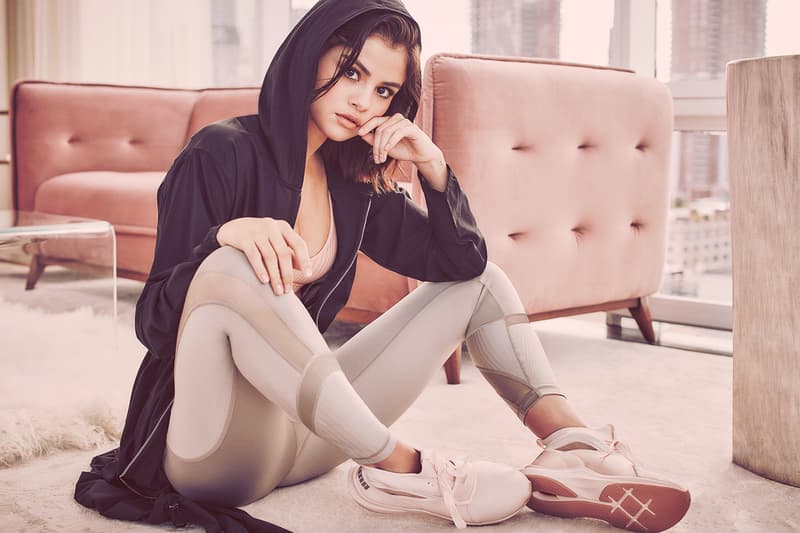 Selena Gomez PUMA Phenom Fierce Campaign Millennial Pastel Pink White Black Ballerina Lookbook Ambassador En Pointe collection Spring Summer 2018 Low