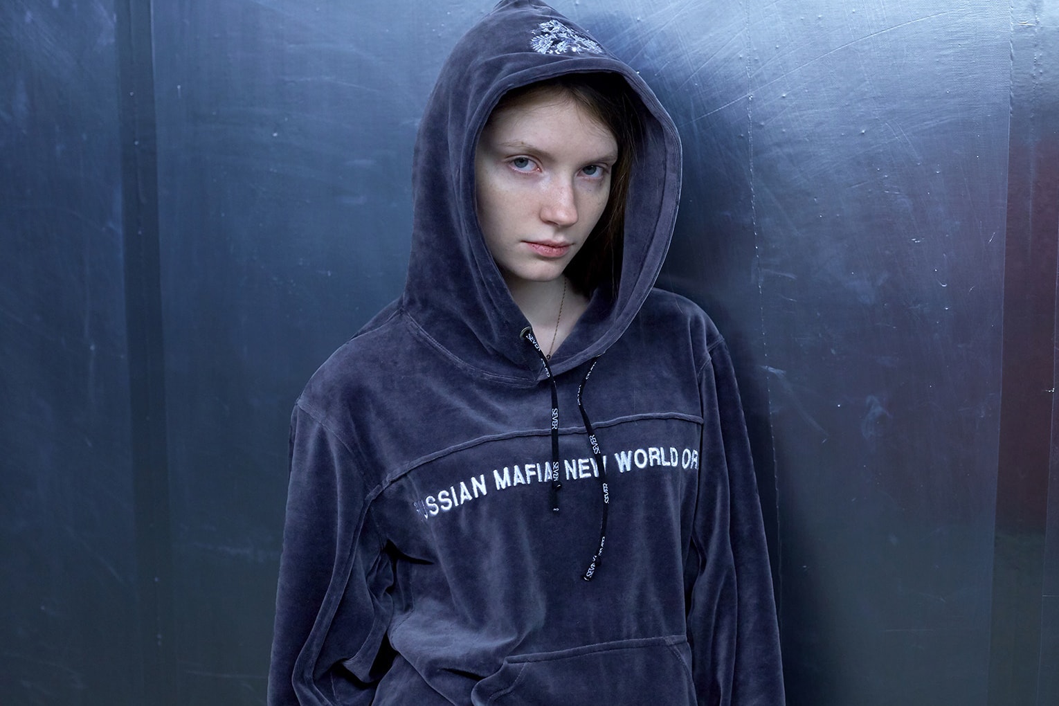 Sever x KM20 Russian Mafia New World Order Capsule Collection Grey Velour Hoodie