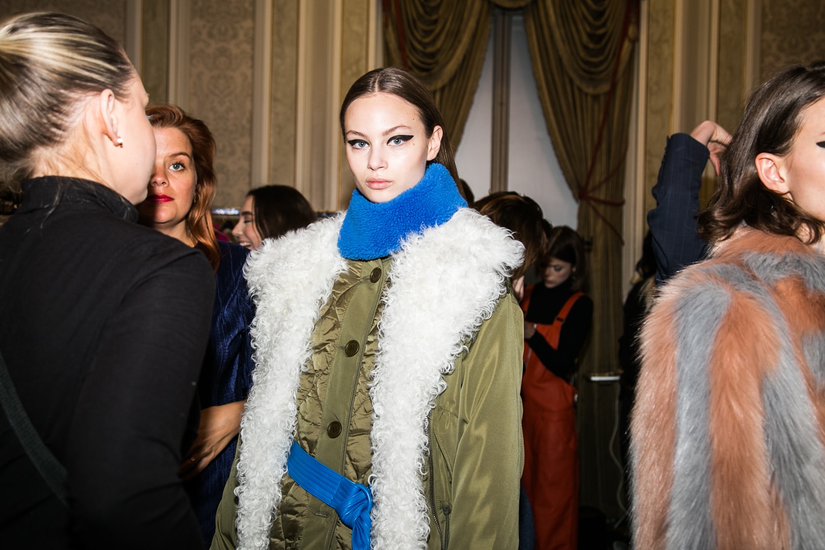 STAND stockholm fashion week 2018 fall winter menswear womenswear backstage behind the scenes scandi style leather faux fur shearling coat