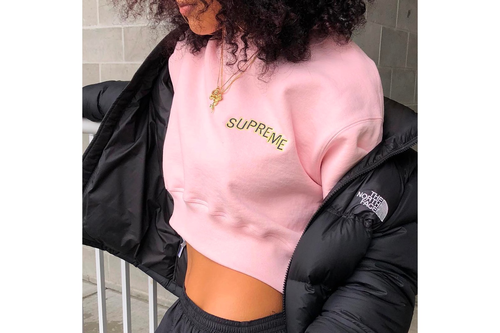 Supreme Rework Crop Sweatshirt Women Frankie Collective Pink