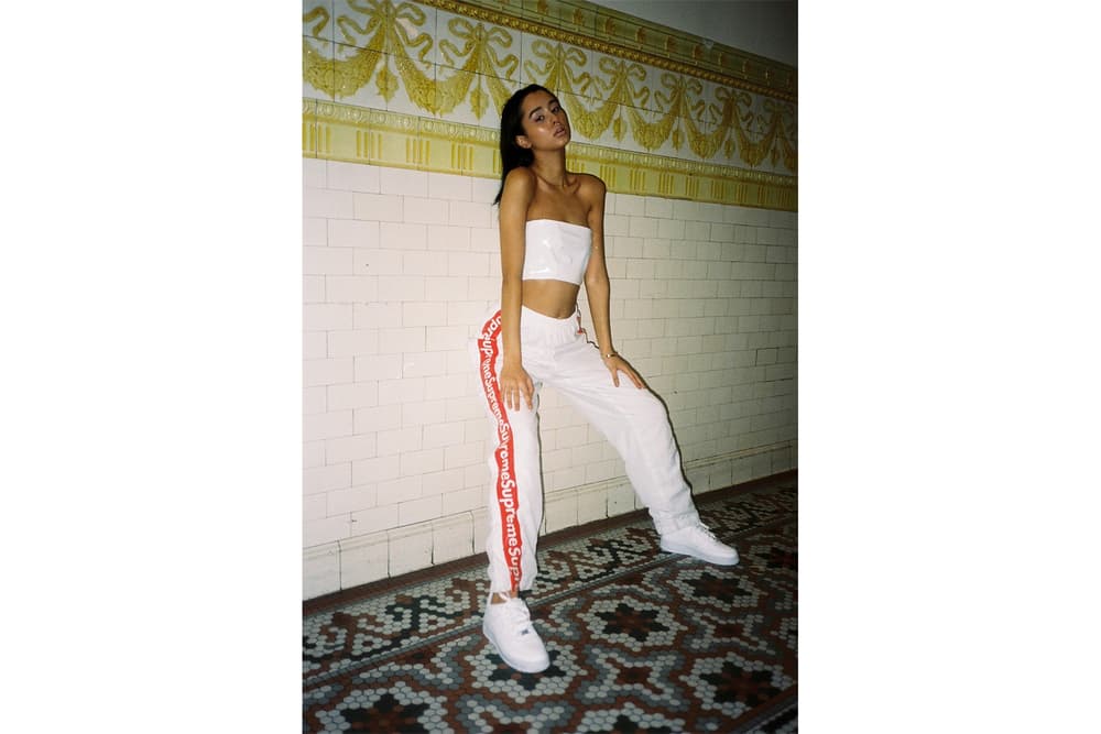 Supreme Reworked Custom Frankie Collective Logo Tearaway Pants White Red