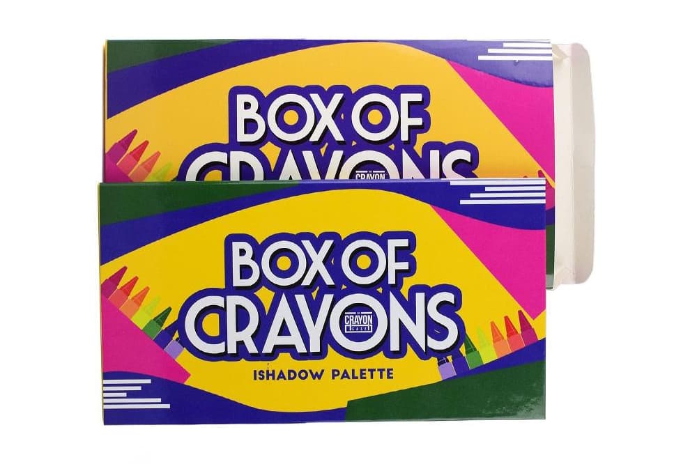 The crayon case box of crayons eyeshadow ishadow palette black owned beauty cosmetics company makeup crayola 90s