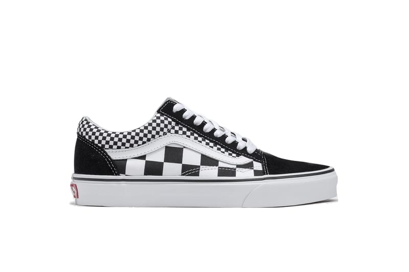 vans old skool black & white mixed checkerboard skate shoes