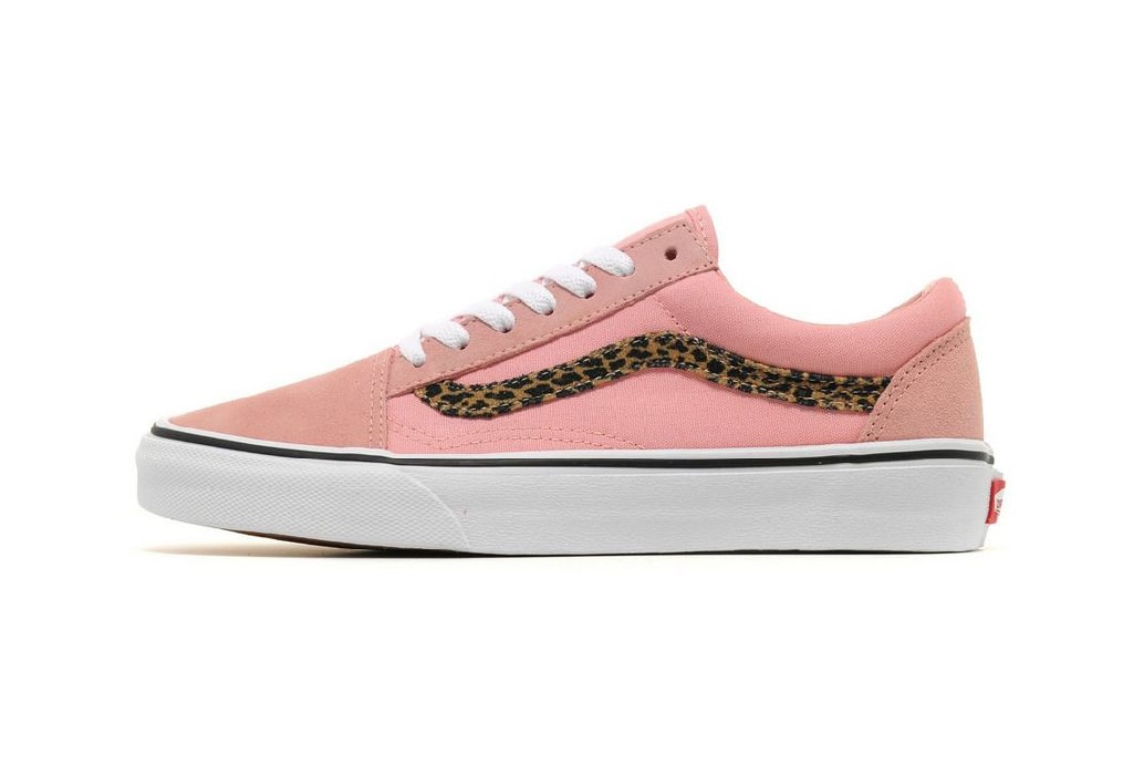 Vans old skool womens girls pastel blush blossom pink leopard print side stripe where to buy