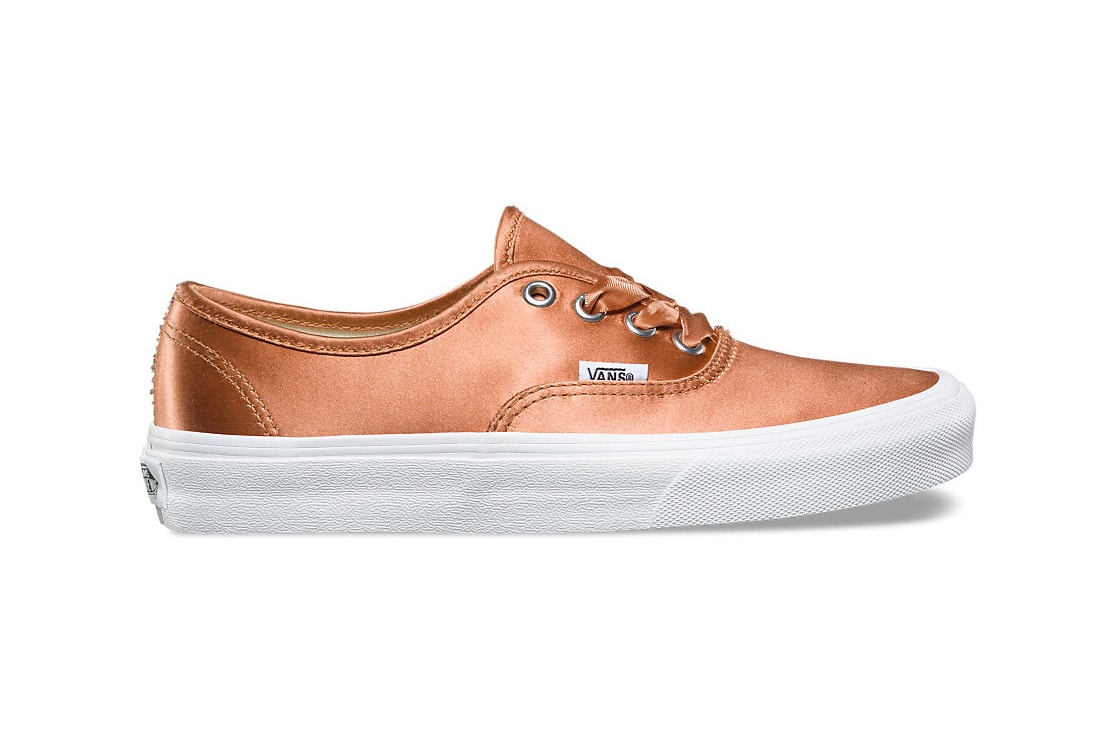 vans old skool authentic womens sneakers satin lux pack silk rose gold pink silver blush ribbon