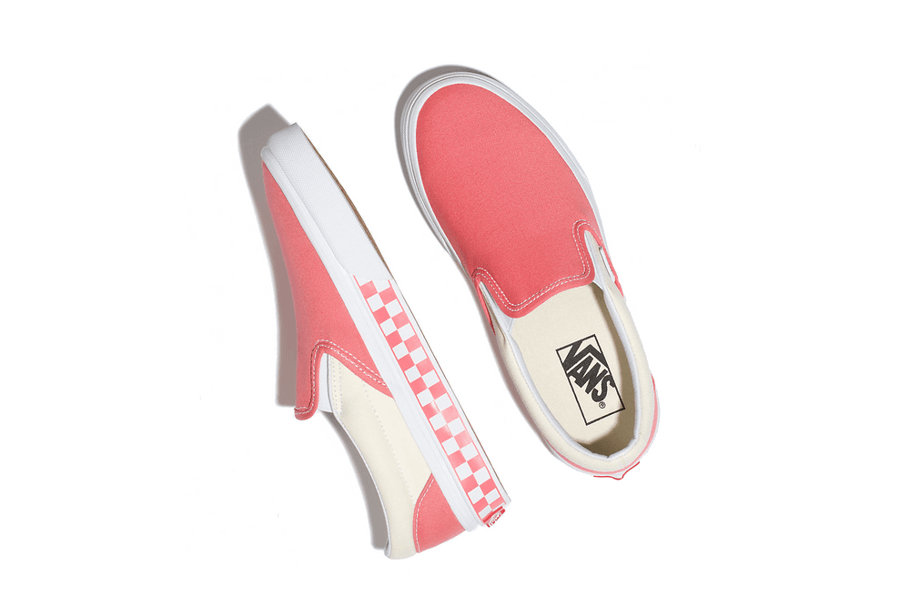 Vans Slip On Checkered Sneaker Skate Pink Spiced Coral White Cream Pattern Bold