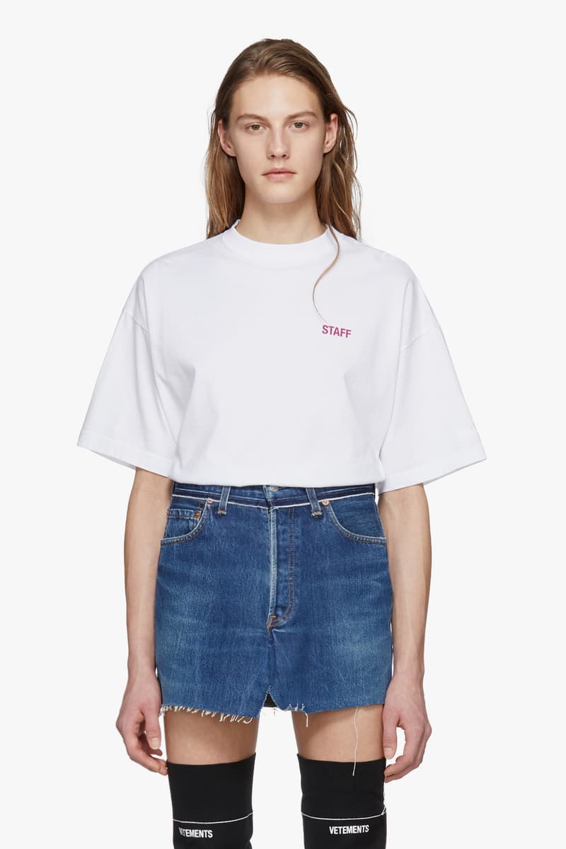 Vetements Entry Level T-Shirt Affordable White Pink Print Staff Merchandise Merch Demna Gvasalia