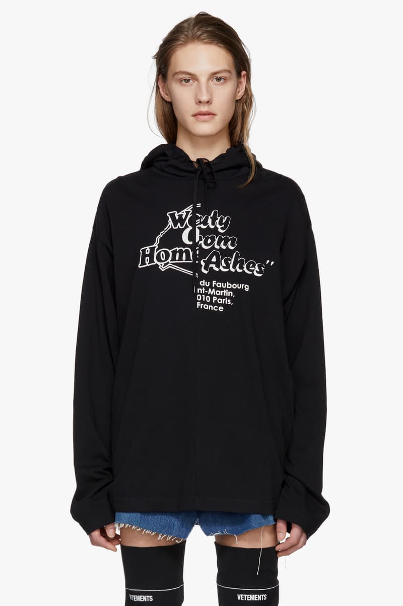 Vetements Hometown Collection Hoodie T-shirt Black White Print Simple Streetwear