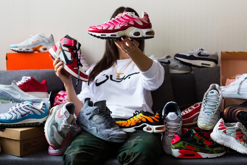 Sneakerhead Jeanne Santoli Instagram Viewmore Nike Sneaker Air Max Jordan 1 Red White Black Collector Baes with Kicks Off White Virgil Abloh Air Max 1 Patta Paris Titolo Switzerland