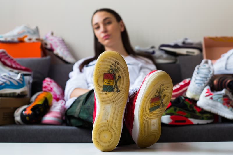 Sneakerhead Jeanne Santoli Instagram Viewmore Nike Sneaker Air Max Jordan 1 Red White Black Collector Baes with Kicks Off White Virgil Abloh Air Max 1 Patta Paris Titolo Switzerland