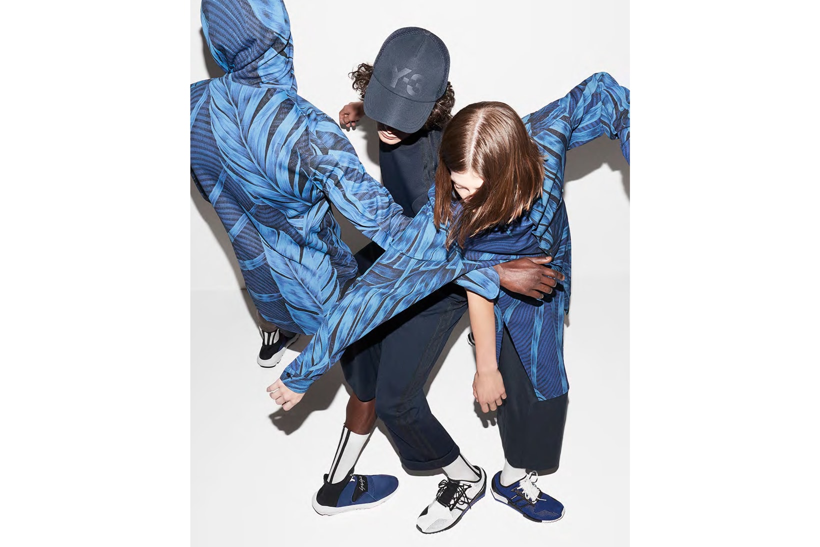 Y-3 Spring/Summer 2018 Campaign Chapter Two Blue Shirt Hat Sweatpants Sneakers