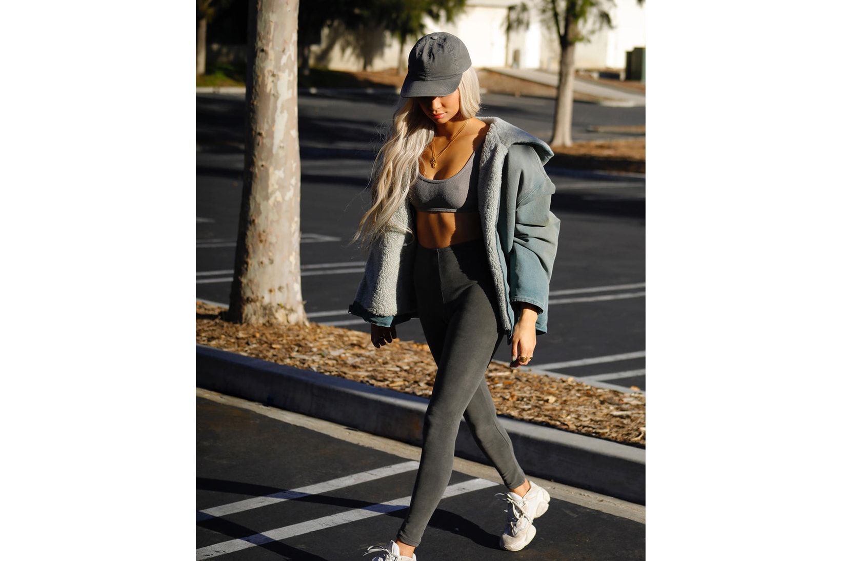 Yeezy Season 6 Instagram Campaign Kristen Noel Crawley Bra Leggings Desert Rat 500