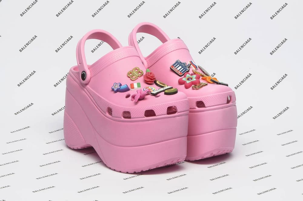 Balenciaga Foam Embellished Platform Crocs Pink