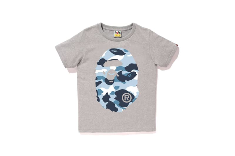 BAPE Navy Marine Camouflage Womens Collection Shark Face Hoodie Blue Print T-Shirt