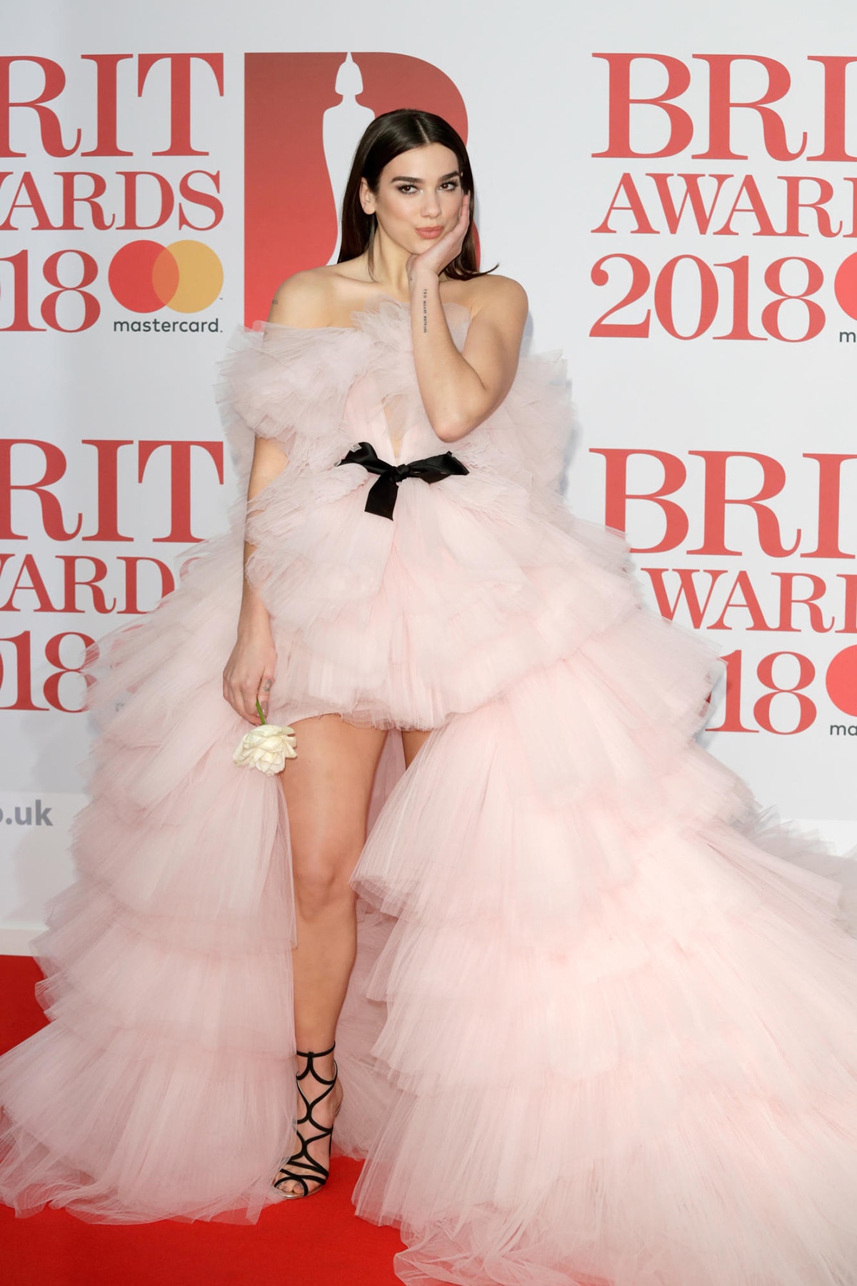 Dua Lipa Brit Awards Red Carpet 2018 Pink Dress