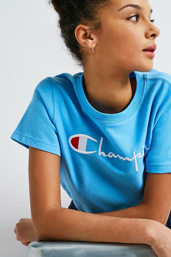 Champion Script Logo T-Shirt Blue