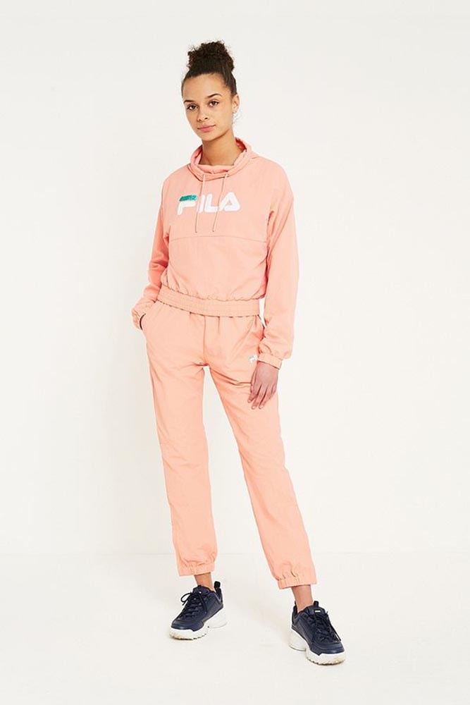 FILA elsieFunnel Neck Logo Track Set Peach Pink pastel top pants urban outfitters where to buy