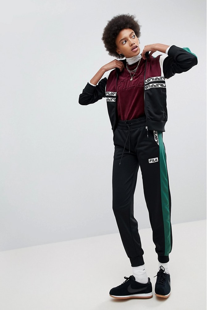 FILA ASOS exclusive retro 90s sportswear track jacket logo velour t shirt sweatshirt