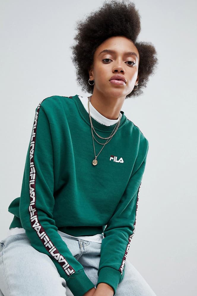 FILA ASOS exclusive retro 90s sportswear track jacket logo velour t shirt sweatshirt