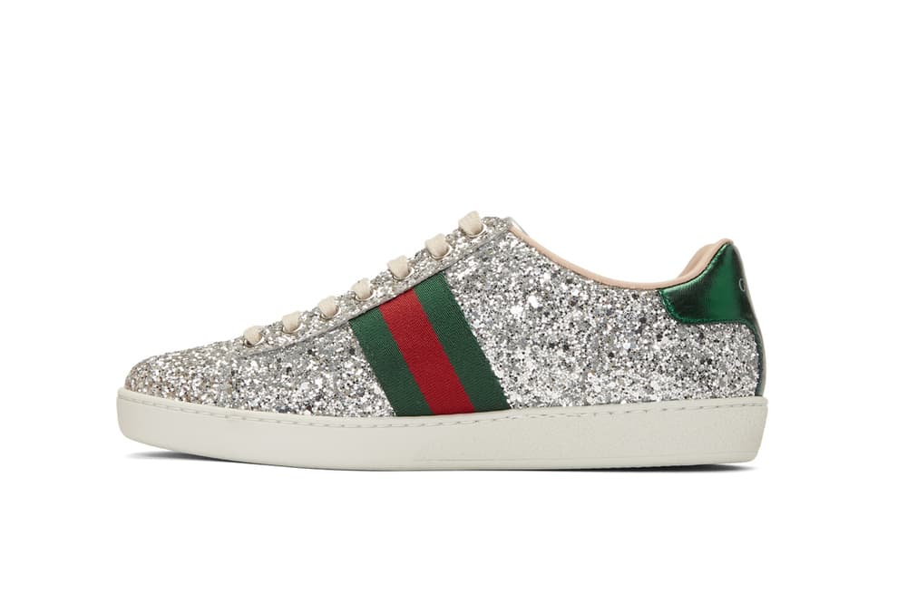 Gucci Silver Glitter Ace Sneakers Space |