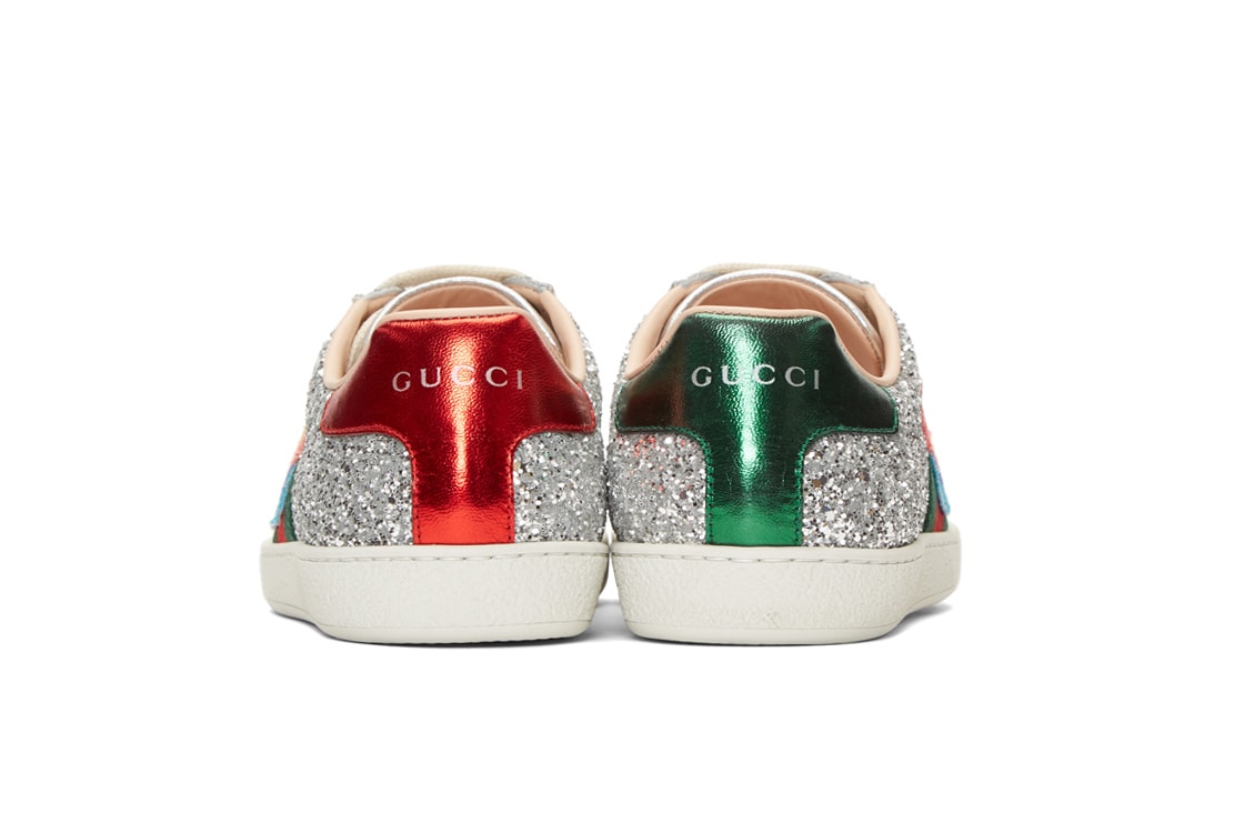 Gucci Silver Glitter Ace Sneakers Space Patch Back