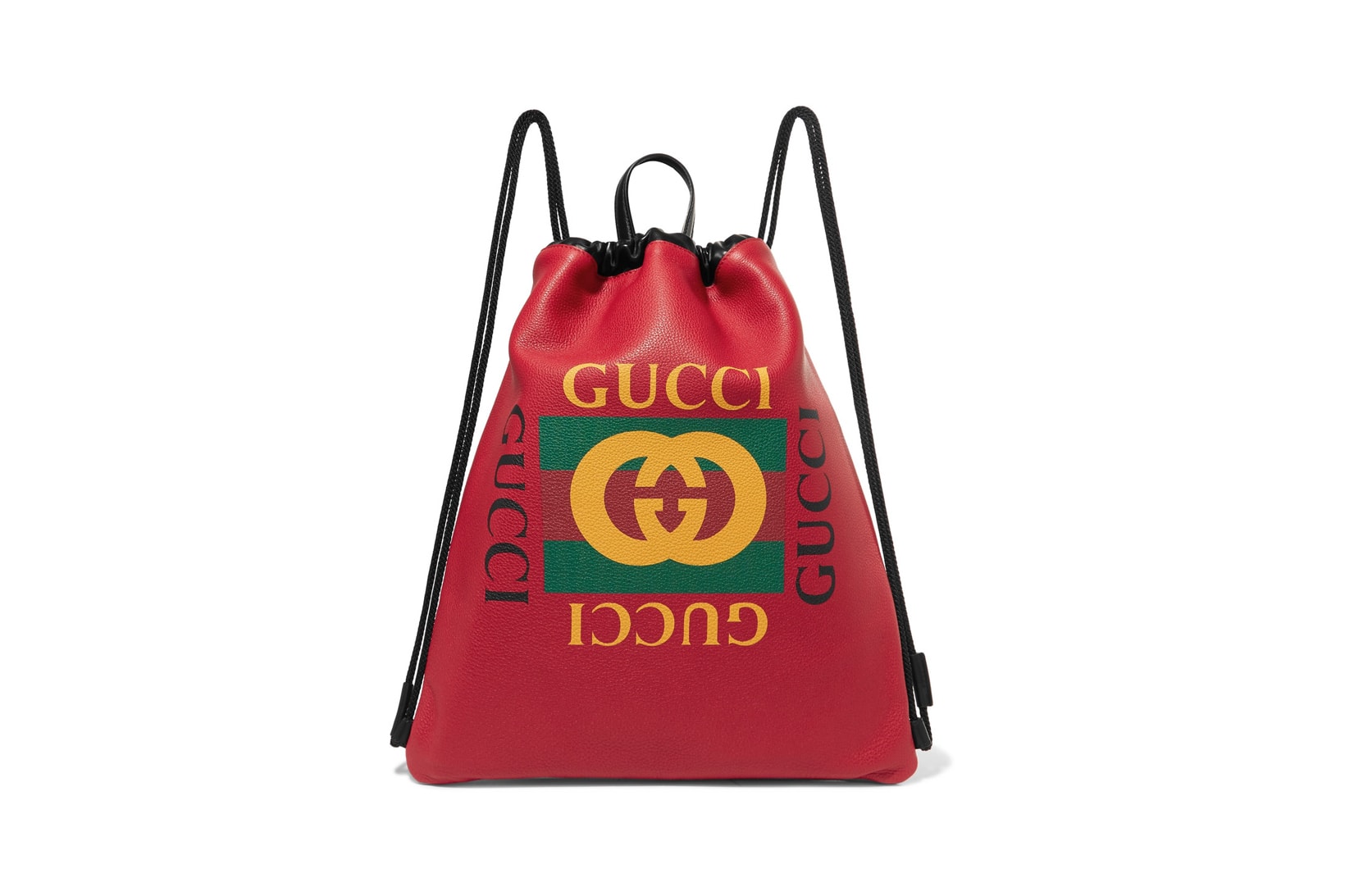 Gucci Logo Drawstring Backpack Leather Red