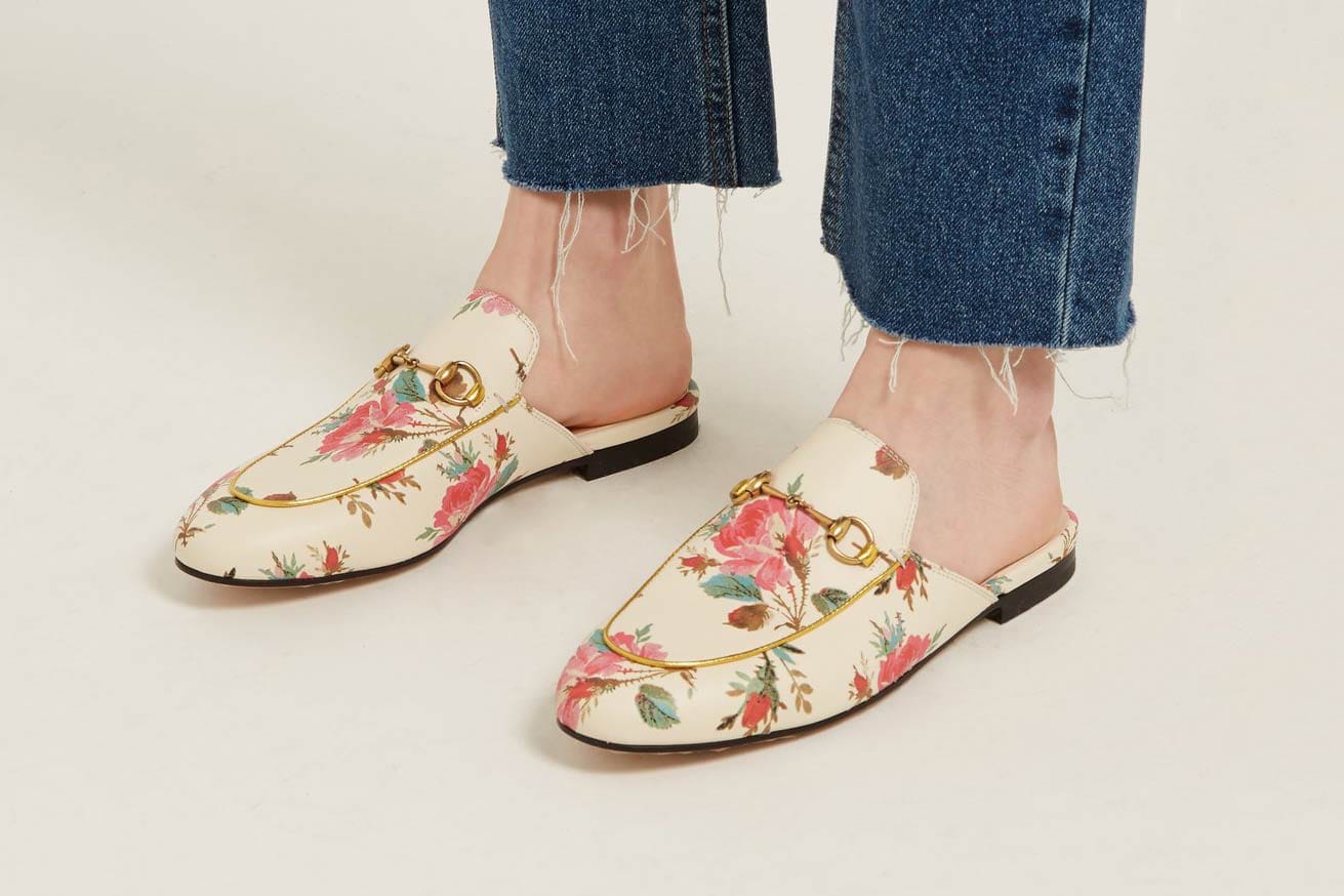 gucci princetown floral slipper