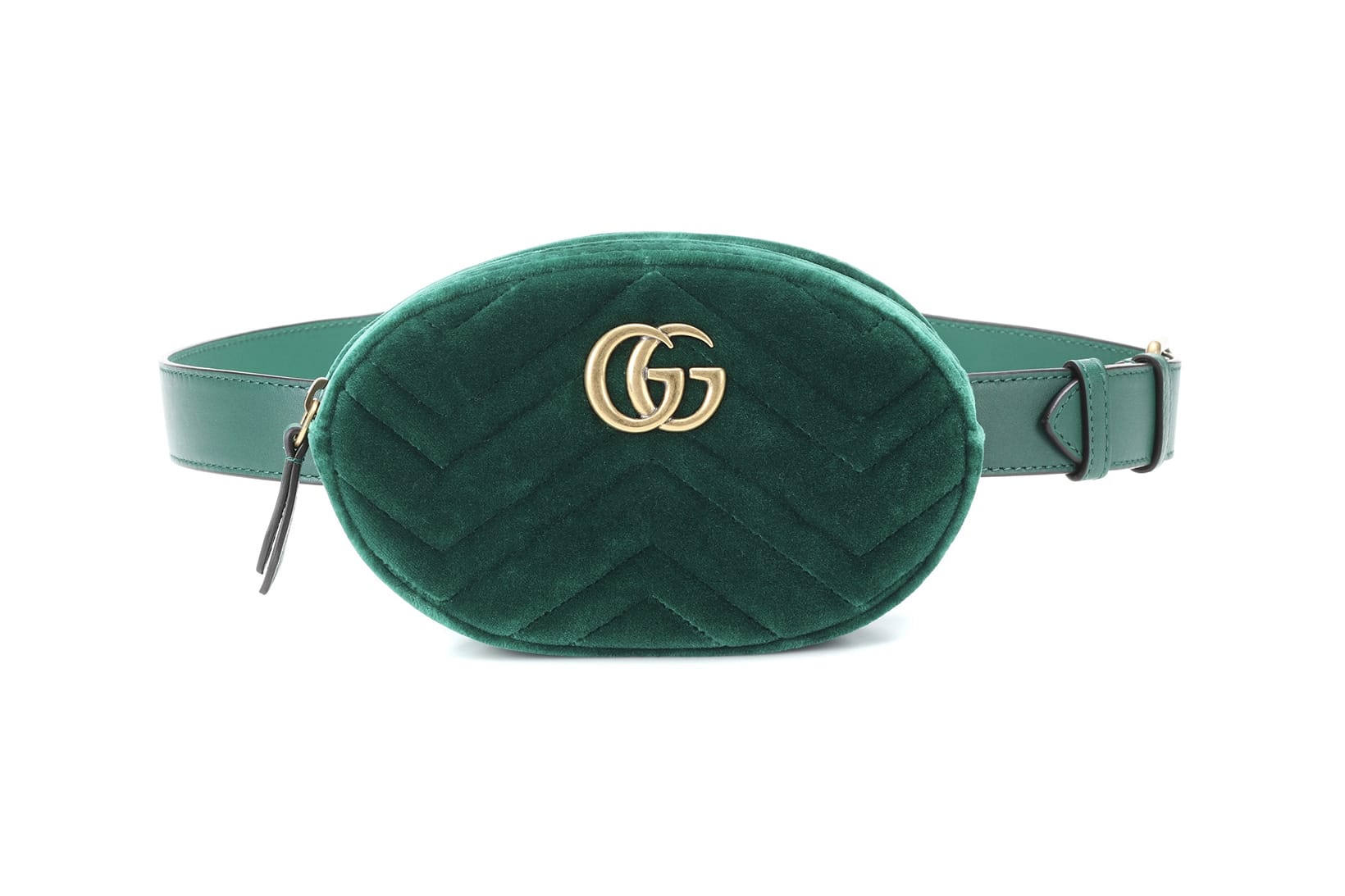Marmont Belt Bag in Green Velvet 