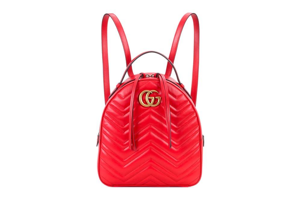 Gucci GG Marmont Leather Backpack in Red & White | Hypebae