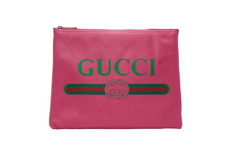 gucci vintage logo leather pouch pink