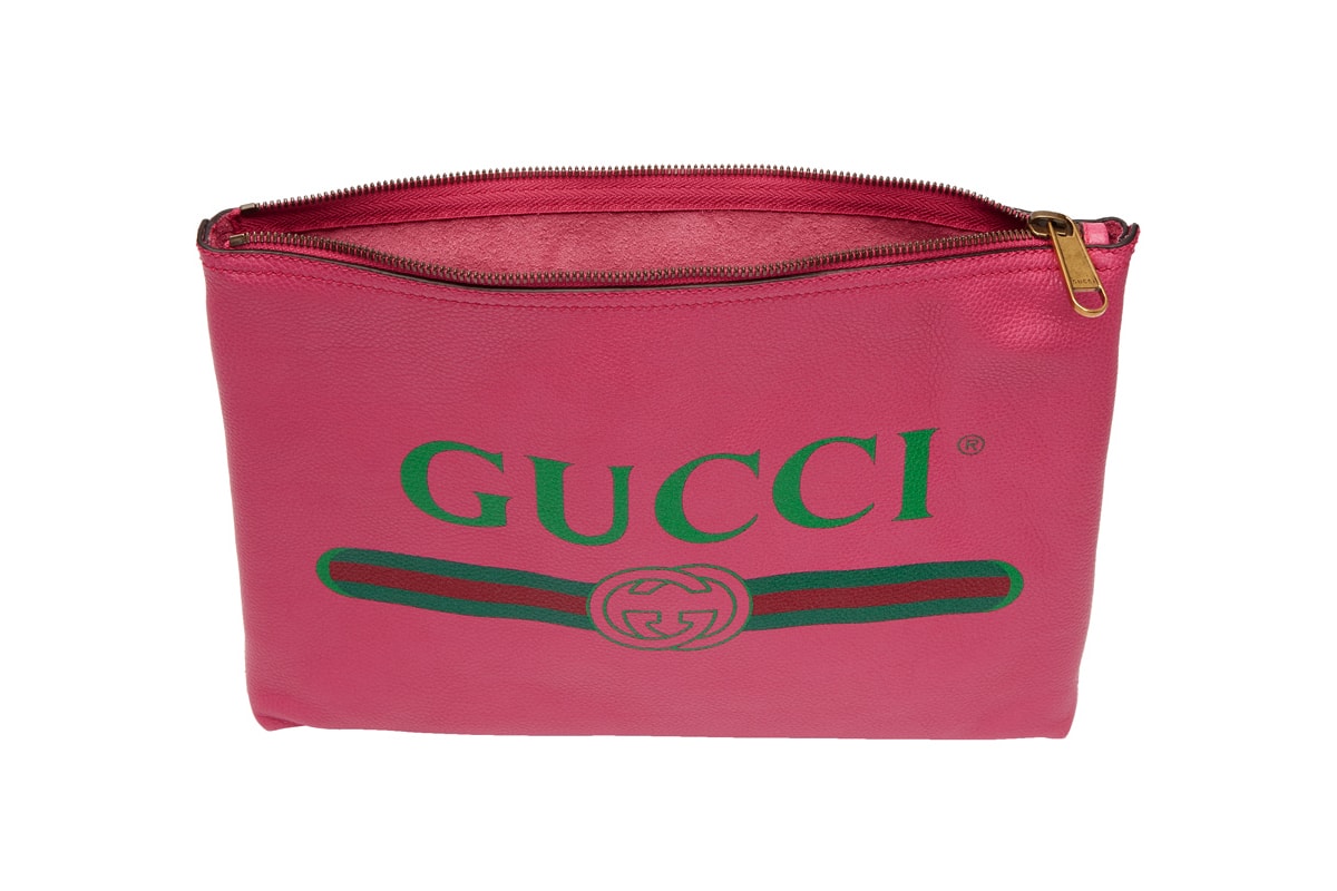 gucci vintage logo leather pouch pink