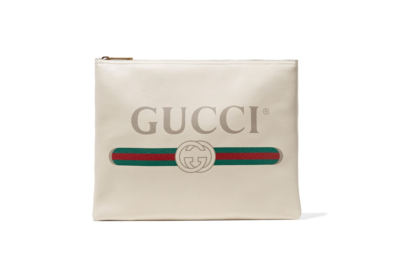 Gucci White Vintage Logo Leather Pouch 