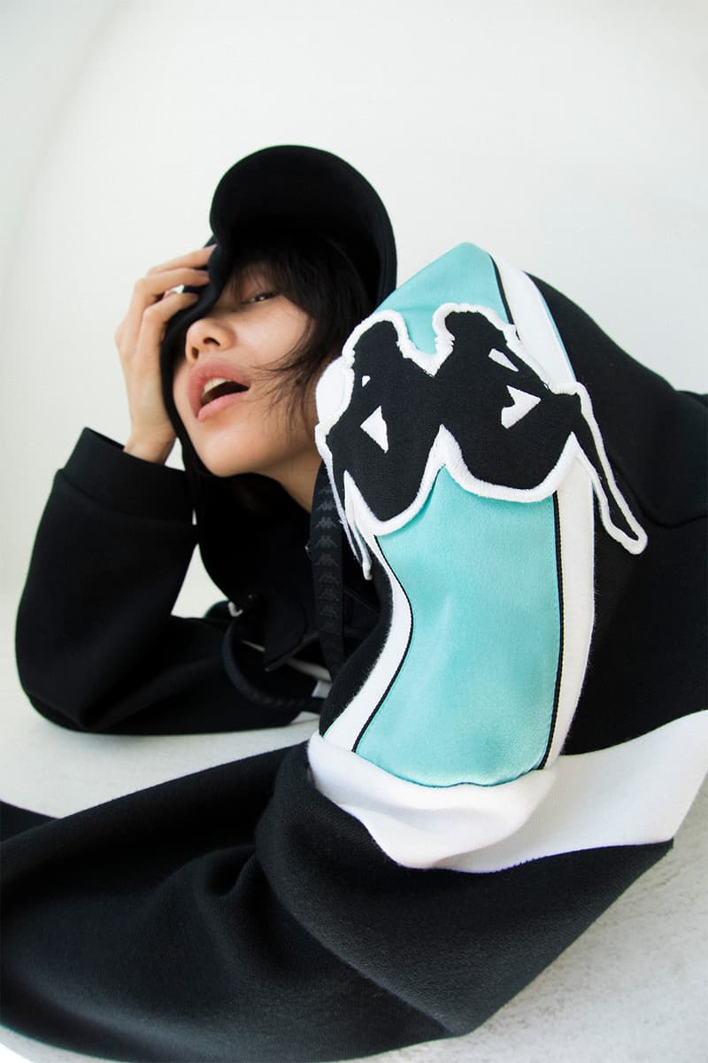 kappa spring summer banda collection teal white black omni logo tracksuit