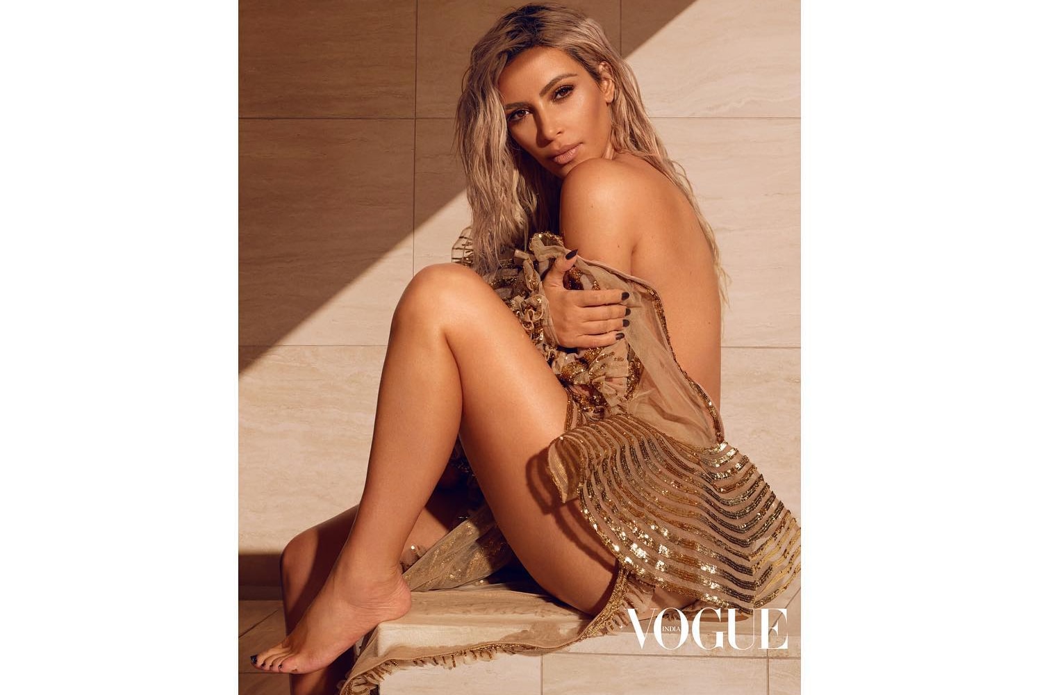 Kim Kardashian Vogue India March 2018 Magazine Cover Interview Instagram Empire Makeup KKW Beauty
